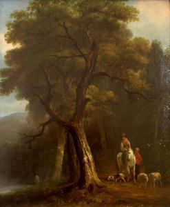 RHODES Joseph 1782-1855,COUNTRYFOLK WITH SHEEP ON A LAKESIDE PATH,Lawrences GB 2022-04-06
