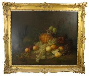 RHODES Joseph 1782-1855,Still Life, 'Pineapple, Plums, Peaches, Grape,1852,Fonsie Mealy Auctioneers 2023-02-15