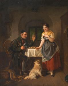 RHOMBERG Hanno 1820-1869,Hunter in a Tavern with His Spitz Dog,Palais Dorotheum AT 2022-09-08