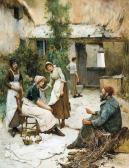 RHYS Oliver 1876-1893,Pêcheur et belles villageoises,De Vuyst BE 2013-03-02