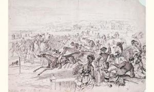 RIBALLIER CHOUPPE Henri,les courses sur la plage de trouville,1859,Tradart Deauville 2004-08-27