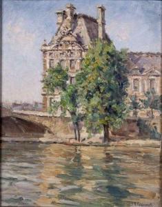 RIBEAUCOURT Jules 1866-1932,Le Louvre vue de la Seine,Mercier & Cie FR 2011-02-13