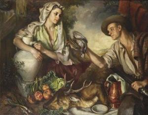 Ribera Gómez Francisco 1907-1996,Still life of hunting with peasants,Subastas Segre ES 2020-06-02