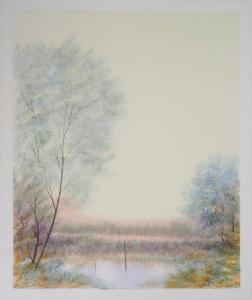 RIBES Guy 1900-1900,Aube rose sur l'étang,1983,Sadde FR 2020-10-28