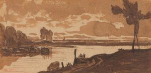 RIBOT Théodule 1839-1916,Paysage à la barque,Joron-Derem FR 2020-10-09