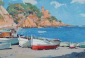 RICART Robert,Mediterranean Shore with Fishing Boats and Castle ,Burchard US 2015-06-28