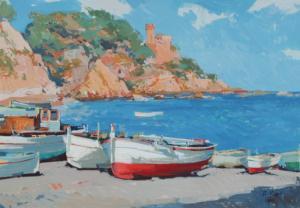 RICART Robert,Mediterranean Shore with Fishing Boats and Castle ,Burchard US 2015-06-28