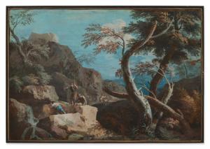 Ricci Marco 1676-1730,A rocky wooded landscape with three peasants at a ,Sotheby's GB 2024-02-02