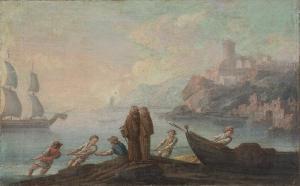 RICCIARDELLI Gabriele 1740-1790,Napoli da Ponente con pescatori in primo piano,Blindarte 2022-06-29
