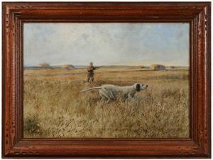 RICE H(erman) 1862-1936,Pointer and Hunter in a Hayfield,Brunk Auctions US 2011-07-16