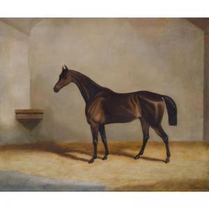 RICHARD DENEW 1827-1858,A BAY RACEHORSE IN A STABLE,1842,Sotheby's GB 2006-06-07