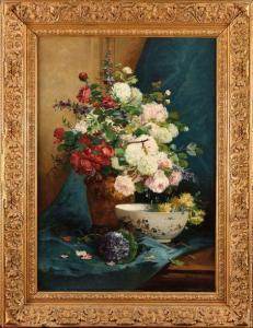 RICHARD Pierre Louis 1861-1880,Bouquet de fleurs sur entablement,Osenat FR 2019-12-01