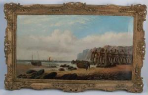 RICHARDS C 1800-1900,beach scene with figures and boasts,1878,Serrell Philip GB 2019-09-12