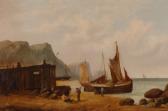 RICHARDS C 1800-1900,Coastal landscape at low tide with fishing boats a,1878,Morphets GB 2008-03-06
