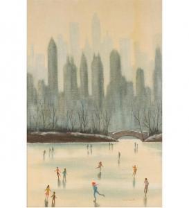 RICHARDS C 1800-1900,Ice skating in Central Park with the New York City,Ripley Auctions 2009-08-29