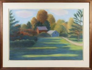 RICHARDS Jim 1936,Barns in an autumn landscape,20th Century,Eldred's US 2021-03-04