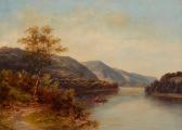 RICHARDS Thomas Addison 1820-1900,Lakeside landscape with boaters,John Moran Auctioneers 2023-11-14