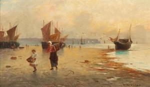 RICHARDS W.A 1898-1903,A coastal view at low tide,Bruun Rasmussen DK 2019-04-22