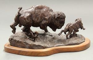 RICHARDSON A.J.Jack 1912-1978,Bison and Wolf,Clars Auction Gallery US 2013-04-14