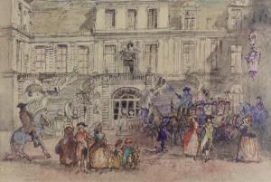 RICHARDSON Albert Edward 1880-1964,Figures in 18th Century dress outside a grand,Canterbury Auction 2021-07-31
