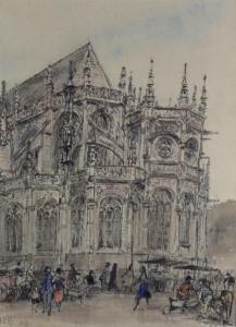 RICHARDSON Albert Edward 1880-1964,The Cathedral, Caen,1905,Canterbury Auction GB 2021-10-02