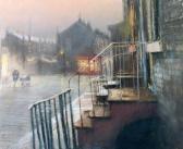 RICHARDSON Bob 1938,Hebden Bridge, street scene by evening light,1976,Capes Dunn GB 2016-07-12