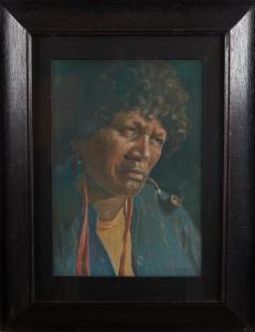 RICHARDSON Gwyneth 1896-1980,Maori Woman With Pipe,Webb's NZ 2022-09-20