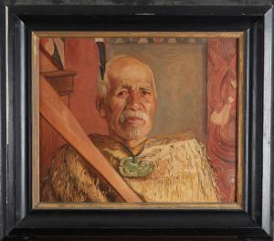 RICHARDSON Harry Linley 1878-1947,Portrait of a Maori Man,Webb's NZ 2023-01-31