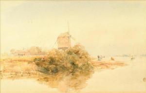 RICHARDSON Henry Burdon 1811-1874,Windmillin a river landscape,Dreweatt-Neate GB 2010-02-11
