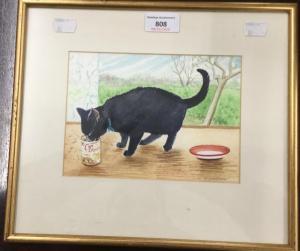 RICHARDSON Linda,Cat Eating,Rowley Fine Art Auctioneers GB 2020-02-08