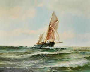 RICHARDSON Paul 1943,A sailing barge with leeboards,20th century,John Nicholson GB 2021-03-24