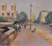 RICHARDSON Paul 1943,Parisian scene near Notre Dame,Burstow and Hewett GB 2012-02-01