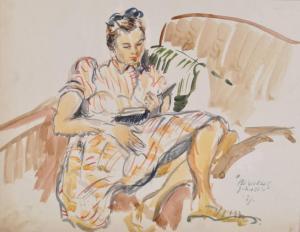 RICHARDSON Ralph 1902-1983,girl reclining on a couch,1939,Burstow and Hewett GB 2010-10-20