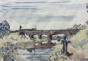 RICHARDSON Ralph,Steam Train Travelling over a Viaduct,1946,Duggleby Stephenson (of York) 2024-04-12