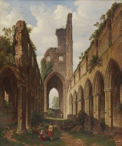 RICHARDSON William 1842-1877,Figures among the ruins of Kirkstall Abbey, Leeds,Sworders 2022-09-27