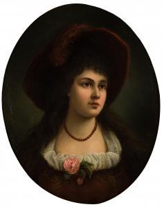 RICHE Adèle 1791-1887,Portret damy w kapeluszu,Sopocki Dom Aukcjny PL 2024-03-06