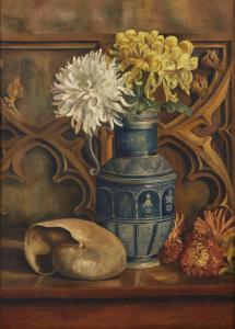 RICHEBE Horace,Natura morta con vaso di fiori e nautilus,Capitolium Art Casa d'Aste 2023-07-11