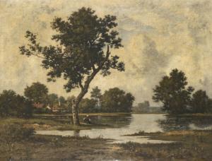 RICHET Léon 1847-1907,Uferlandschaft mit Bäuerin,Neumeister DE 2024-04-07