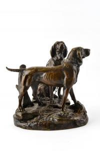 RICHON BRUNET Richard Louis G 1866-1946,Deux chiens courants,Dogny Auction CH 2014-09-30