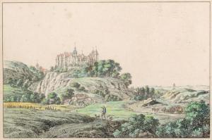 RICHTER Ludwig Adrian 1803-1884,Das Schloss und Staedtchen Noss,1820,Schmidt Kunstauktionen Dresden 2018-03-24