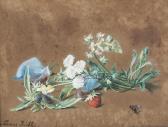 RICHTER Therese 1777-1895,Stilleben mit Blumen, Erdbeere und Insekt,Peter Karbstein DE 2017-05-27