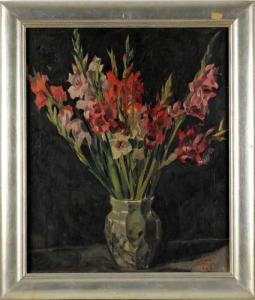 RICKEN Paul 1892-1945,Gladiolen in Glasvase. Besch,1923,Leipzig DE 2009-12-05