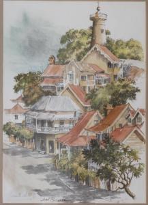 RICKETTS JOAN 1924-1984,Terrace Houses, Brisbane,1981,Mossgreen AU 2016-12-18