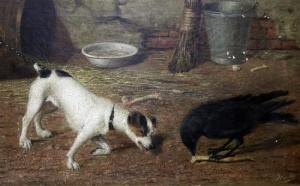 RICKS James 1868-1877,Tethered terrier and a rook,Gorringes GB 2009-07-01