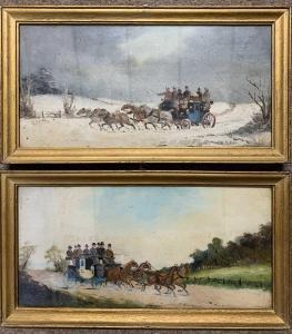 RIDEOUT Philip Henry 1850-1920,a pair of coaching scenes,Keys GB 2023-09-08