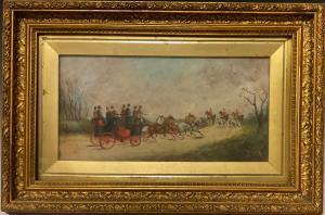 RIDEOUT Philip Henry 1850-1920,In Pursuit of the Hunt, Stagecoach ,Bamfords Auctioneers and Valuers 2023-08-09