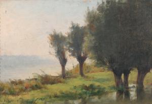 RIDET Jules 1800-1900,Seeuferpartie mit Bäumen,Dobiaschofsky CH 2010-11-10