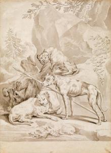 RIDINGER Johann Elias 1698-1767,Bear hunt,1740,im Kinsky Auktionshaus AT 2018-04-24