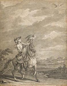 RIDINGER Johann Elias 1698-1767,Darstellung eines Falkners zu Pferde.,Hermann Historica 2007-05-04
