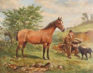 RIDLEY Matthew White 1837-1888,Hunter, 
owner and dog,John Nicholson GB 2007-06-28